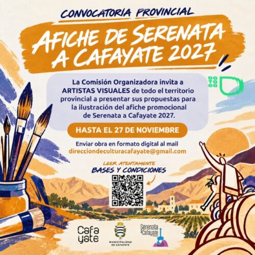 Serenata a Cafayate 2027: convocan a artistas para diseñar el afiche oficial